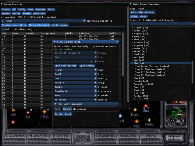 In-game debugger